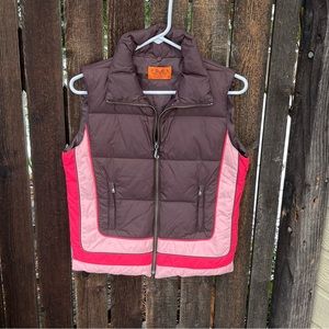 Juicy Couture Brown & Pink Down Puffer Vest Sz S